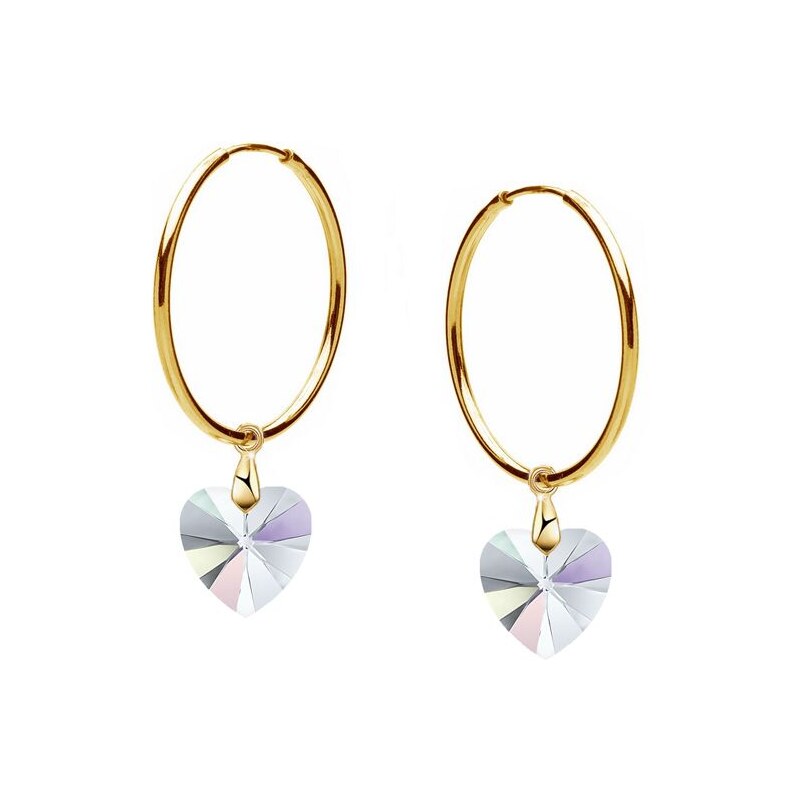 SWAROVSKI Elements Swarovski e. náušnice zlaté kruhy so srdcom Softly 30452419