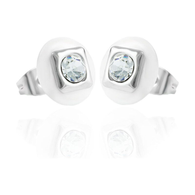 BM Jewellery Náušnice keramické kruh so zirkónom biele S11268050 31319122