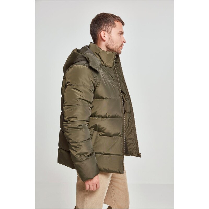 Urban Classics Páperová bunda s kapucňou tmavo olivová 67526391