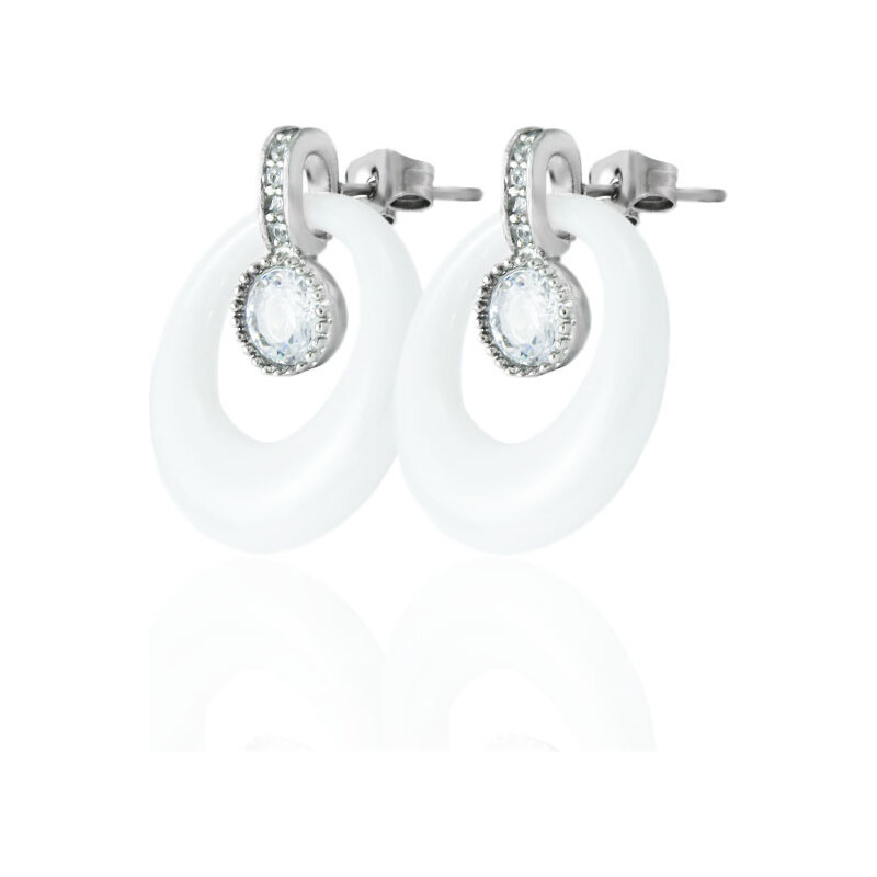 BM Jewellery Náušnice visiace keramické 1,7 ⌀ so zirkónmi z 31319125