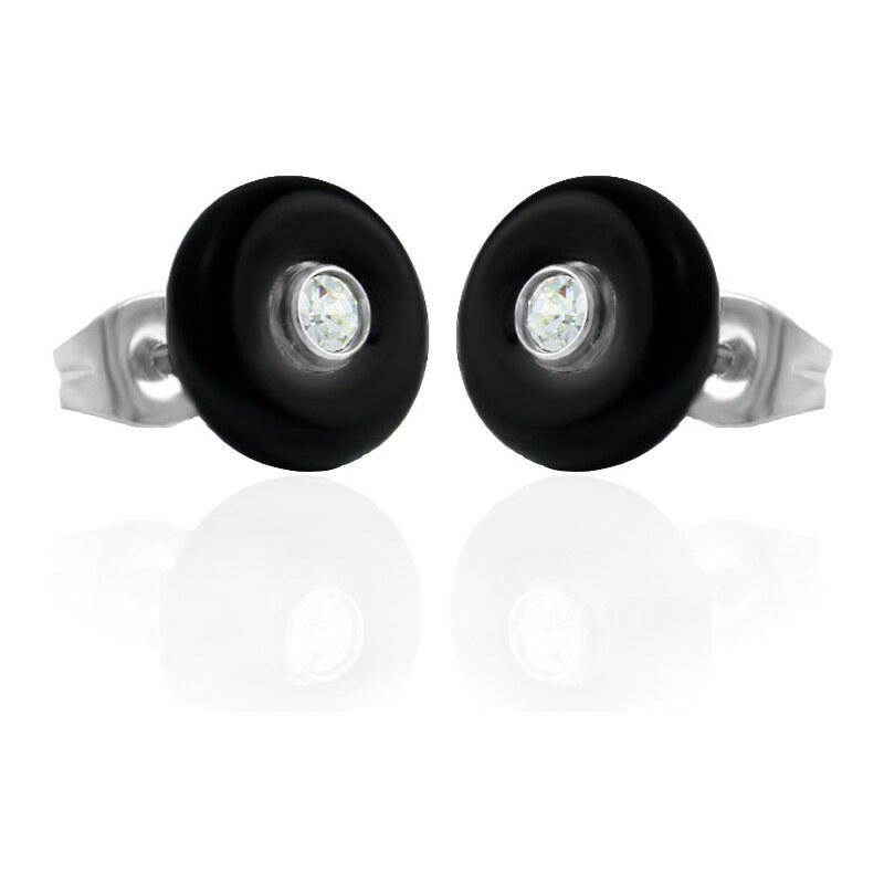 BM Jewellery Náušnice keramické kruh so zirkónom čierne S11276050 31319130