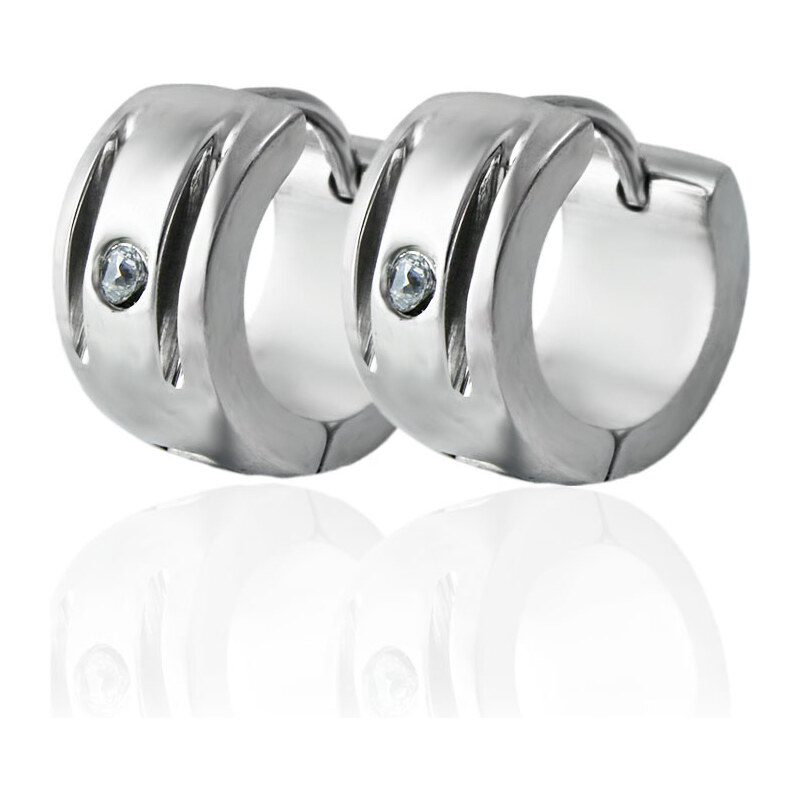 BM Jewellery Náušnice krúžky so zirkónom z chirurgickej ocele 31319142