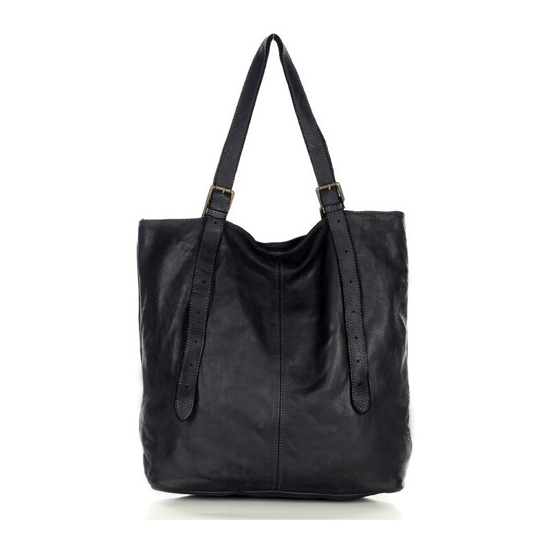 Marco Mazzini handmade MARCO MAZZINI Kožená shopper kabelka | čierna 30510773