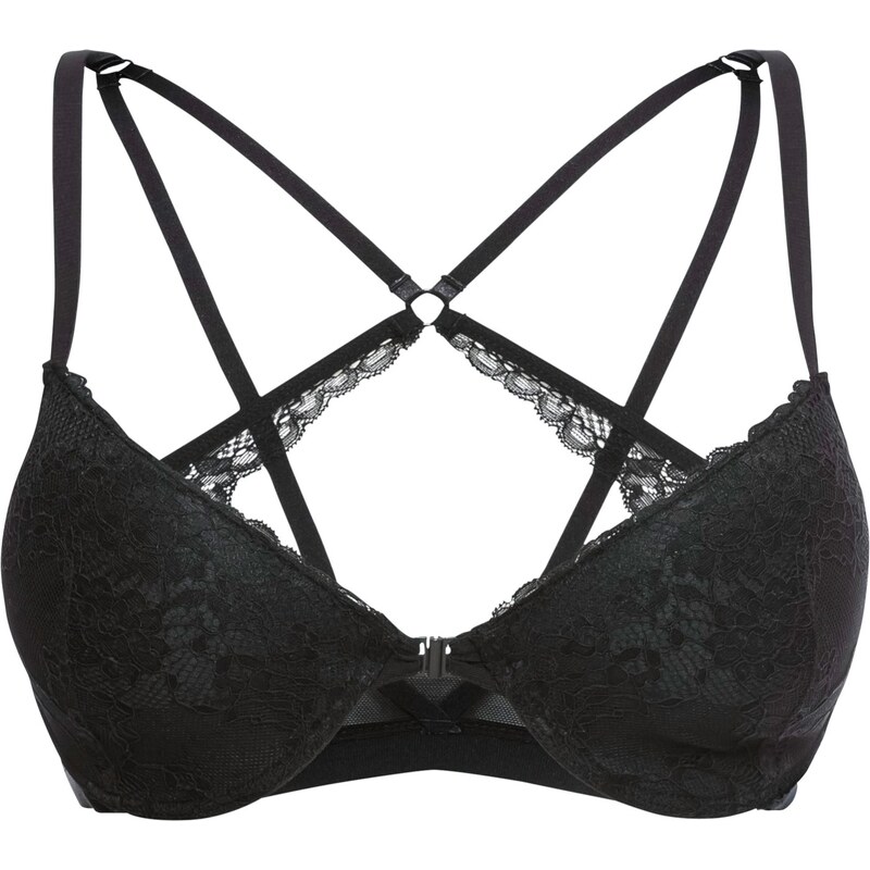 bonprix Podprsenka so zapínaním vpredu, s kosticami, farba čierna 58304531