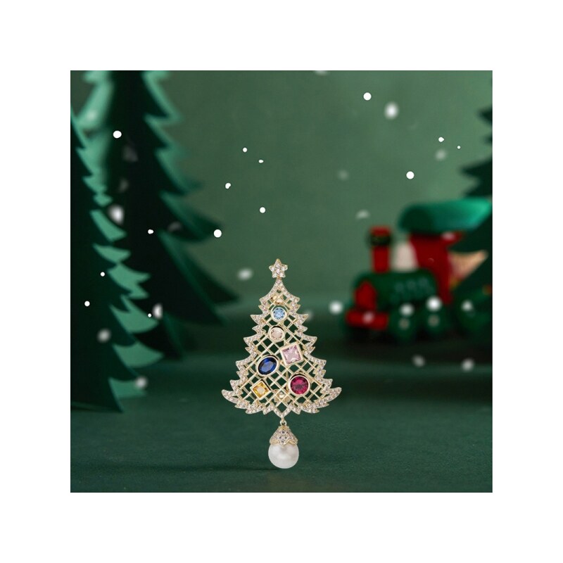 Éternelle Vánoční brož Swarovski Elements Christmas Tree - vánoční stomeček