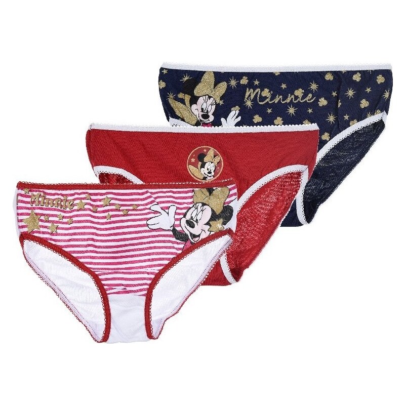 Trojbalenie nohavičiek s Minnie Mouse - červená/biela/modrá 30531567