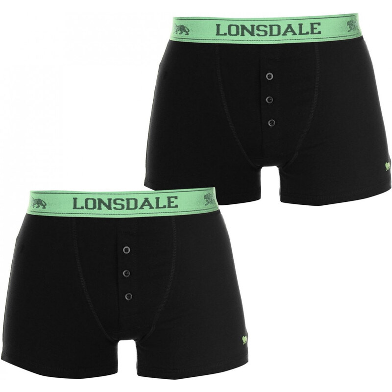 Lonsdale Prémiové Pánske Boxerky Balenie 2ks Čierne Zelené Čierna 30532661