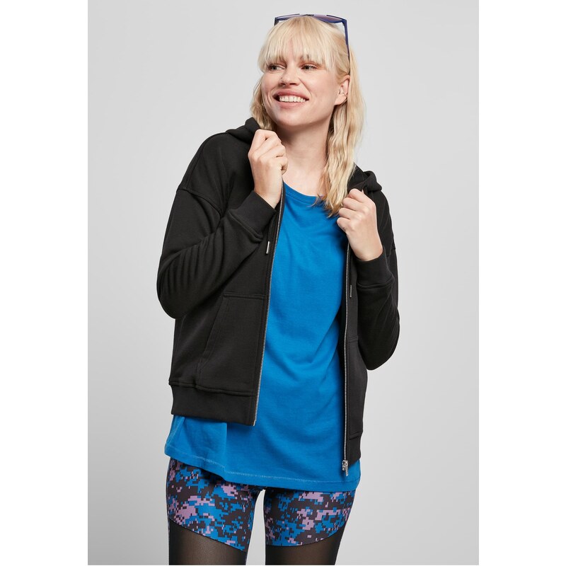 Urban Classics Womens Organic Terry Zip-Up Hoodie Black 50677860