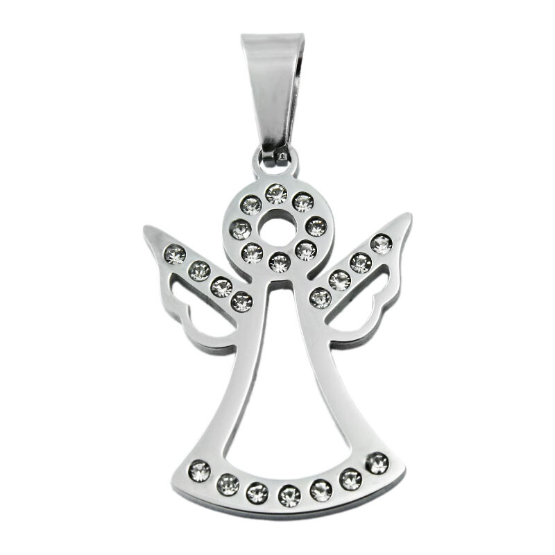 BM Jewellery Dámsky prívesok anjel z chirurgickej ocele so zirkónmi 31319151