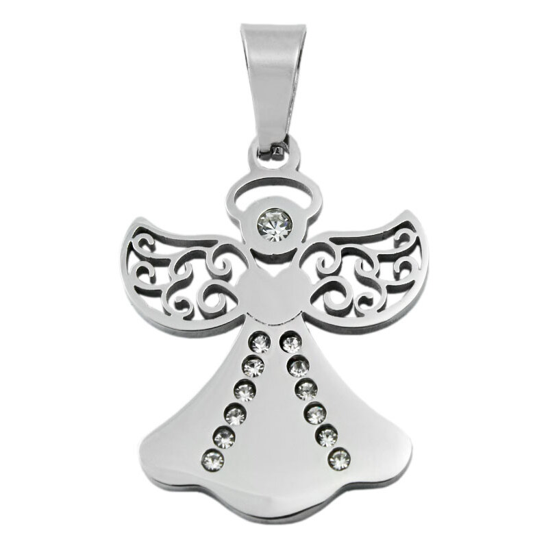BM Jewellery Dámsky prívesok anjel z chirurgickej ocele so zirkónmi 31319152