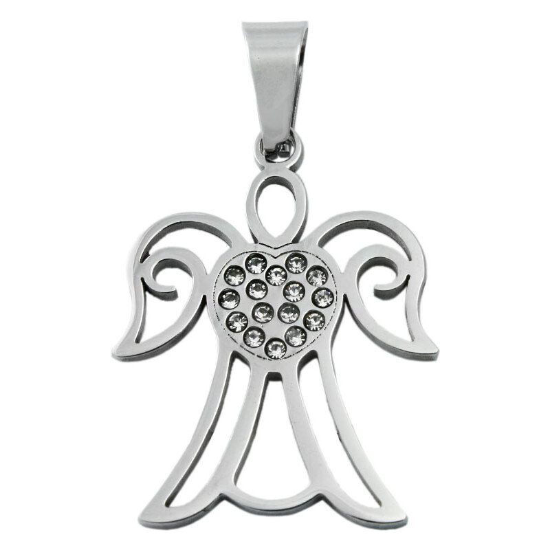 BM Jewellery Dámsky prívesok anjel z chirurgickej ocele so zirkónmi 31319153