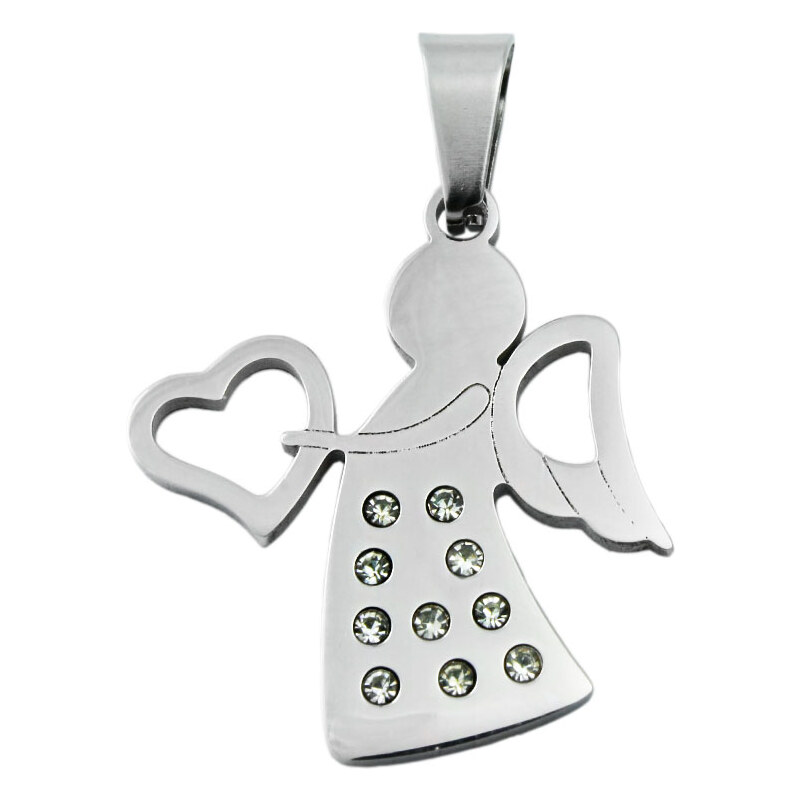 BM Jewellery Dámsky prívesok anjel z chirurgickej ocele so zirkónmi 31319155