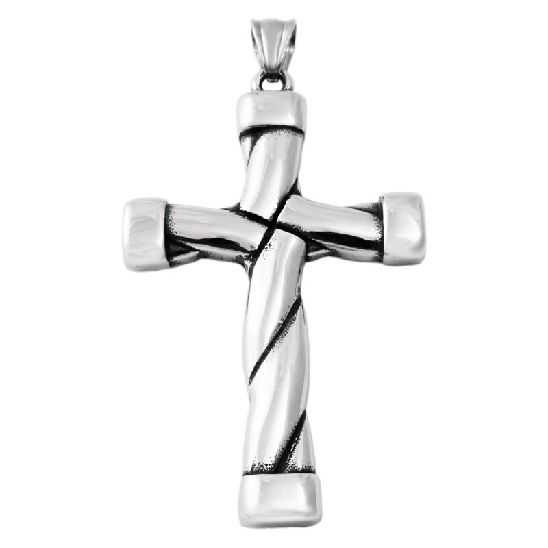 BM Jewellery Prívesok prepletaný kríž 6,4 cm z chirurgickej ocele 31721285