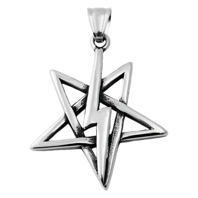 BM Jewellery Prívesok prevrátený pentagram 4,3 cm z chirurgickej ocele 31721288