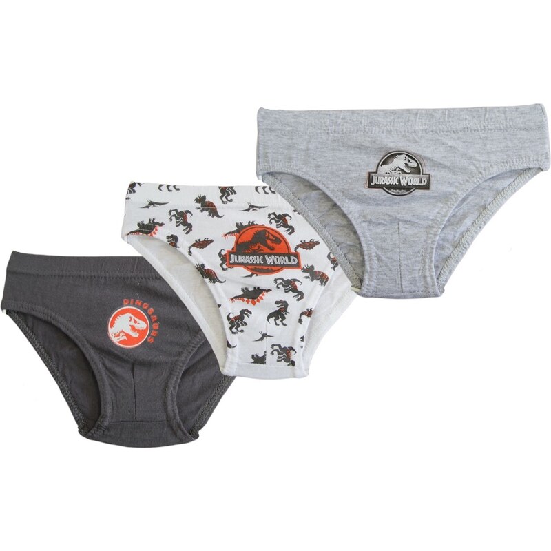 Trojbalenie chlapčenských slipov Jurassic World - šedá/biela/sivá 30755710