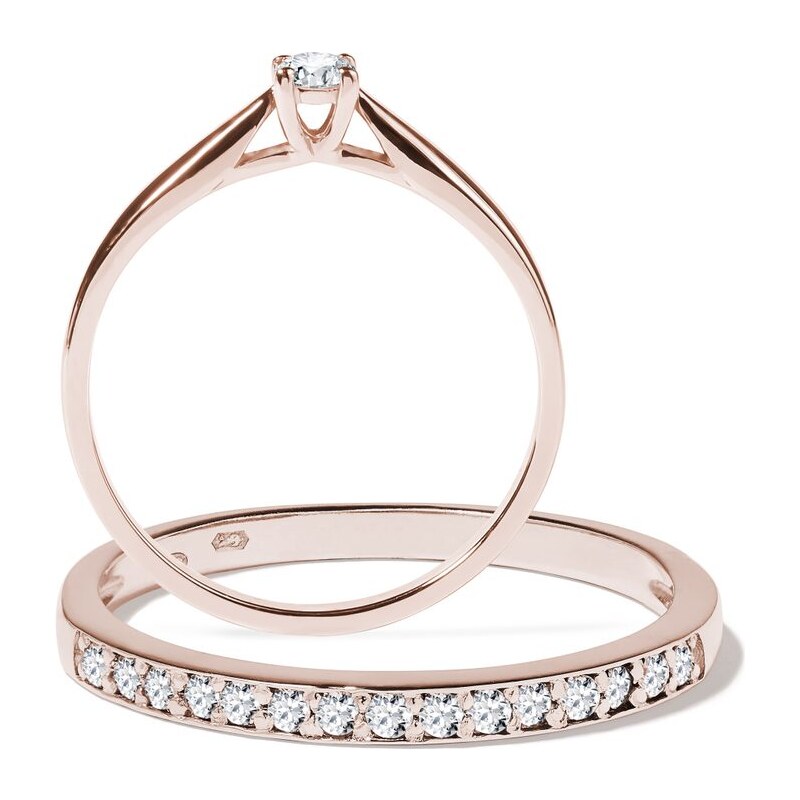 Diamantová súprava zásnubných prsteňov z ružového zlata KLENOTA S0497014
