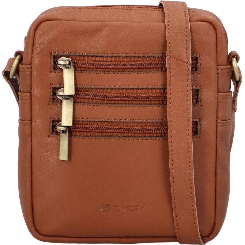 Diviley Pánska kožená crossbody taška s výraznými zipsami Tinger, 66046669