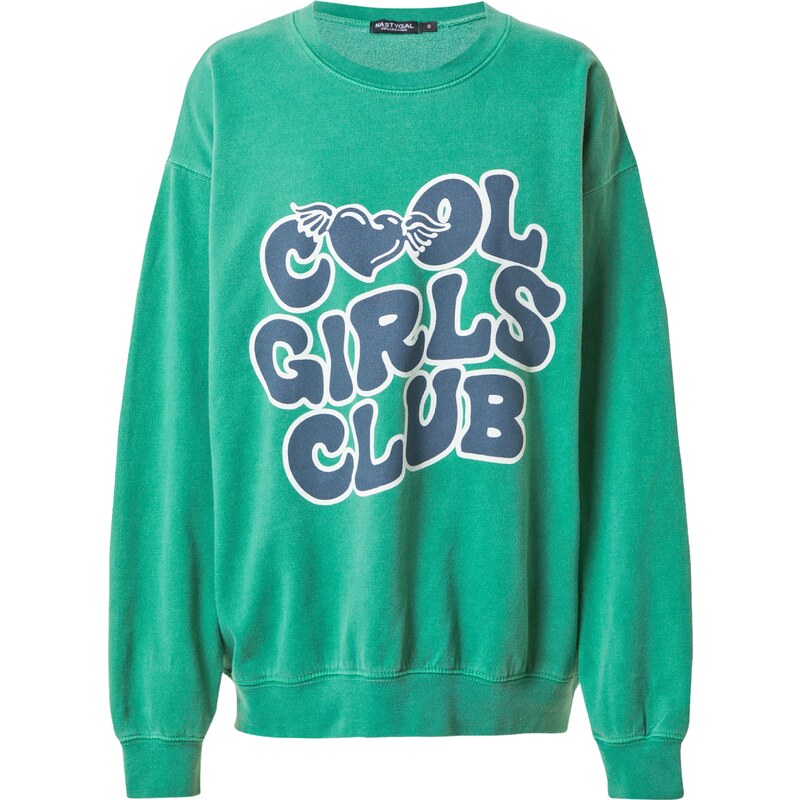 Nasty Gal Mikina Cool Girls Club nefritová / tmavozelená / biela 63209224