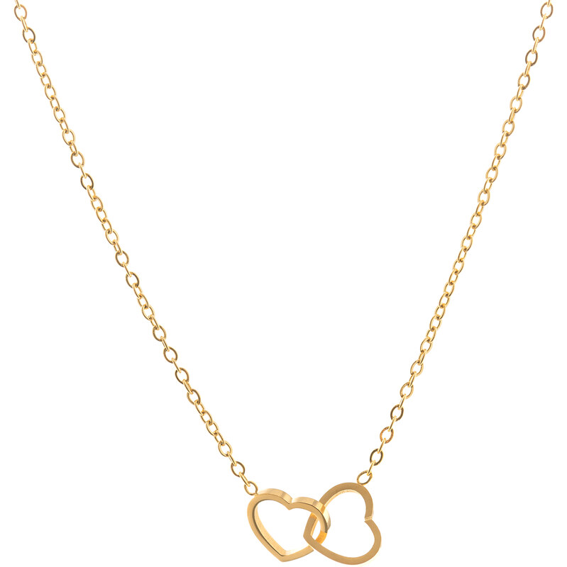 Troli Romantický pozlátený náhrdelník so srdiečkami 66587514