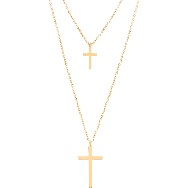 Troli Nadčasový dvojitý pozlátený náhrdelník Krížik 66586460