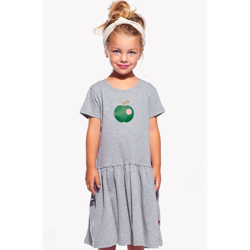 Piskacie Dievčenské šaty s jablkom, farba sivá, veľkosť 92