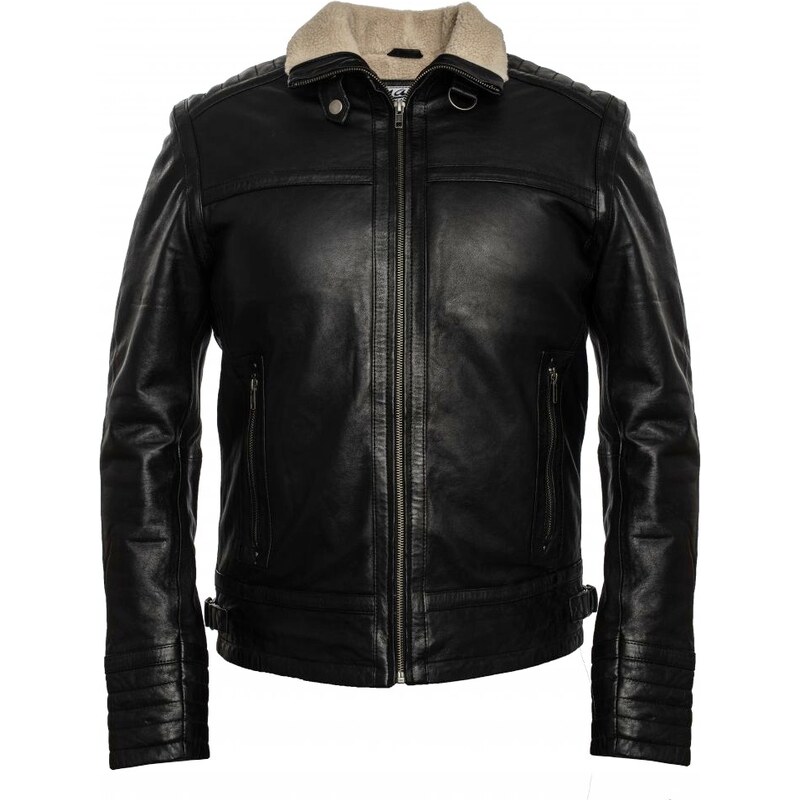 MAX Pánska kožená bunda 15201 čierna 29460481
