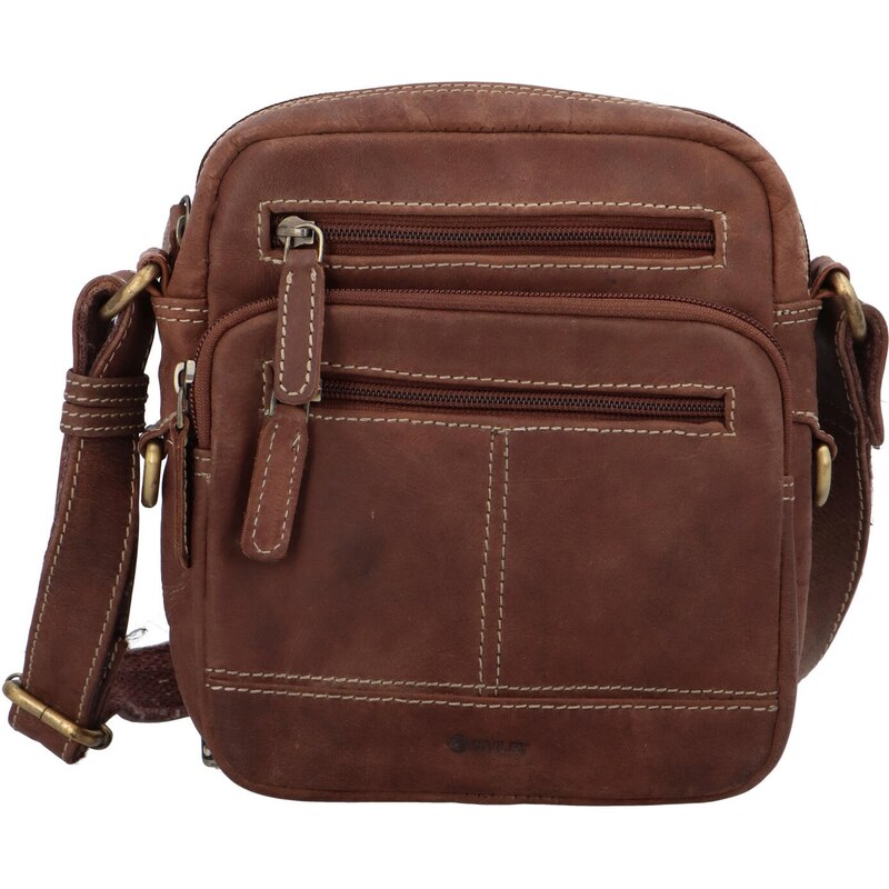 Diviley Pánska kožená crossbody taštička Boni, hnedá 11 64832667