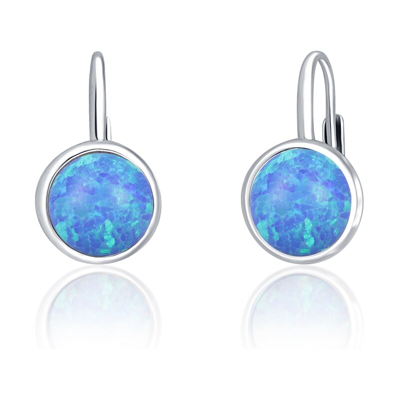Ligot Strieborné náušnice s modrým syntetickým opálom 46720282