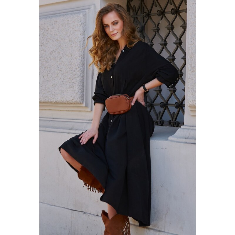 Glara Dlhé šaty so zapínaním na gombíky 30978447