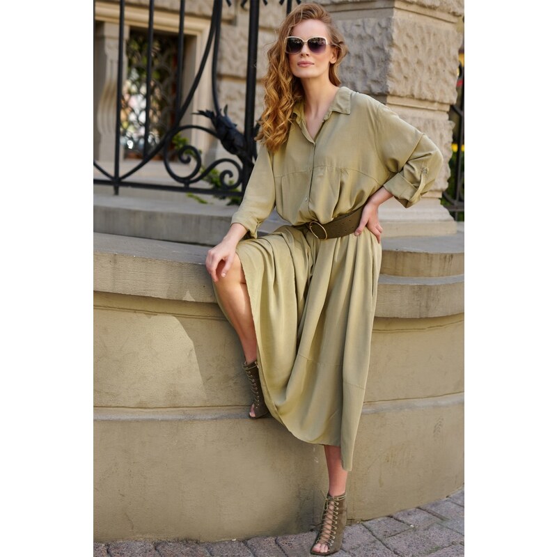 Glara Dlhé šaty so zapínaním na gombíky 30978448