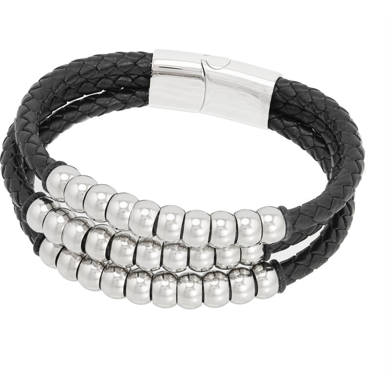 Sams Artisans Kožený náramok Triple Balls chirurgická oceľ INRM125 30998141