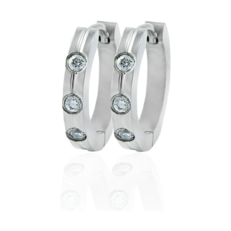 BM Jewellery Náušnice krúžky so zirkónmi z chirurgickej ocele 31721313