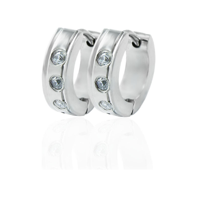 BM Jewellery Náušnice krúžky so zirkónmi z chirurgickej ocele 31721314