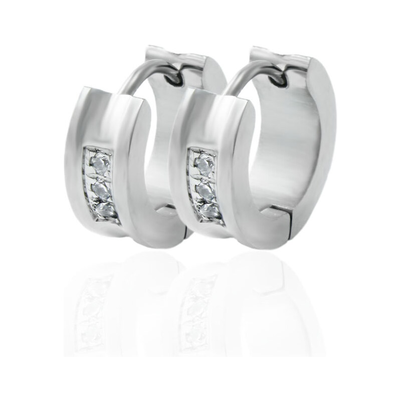 BM Jewellery Náušnice krúžky so zirkónmi z chirurgickej ocele 31721315
