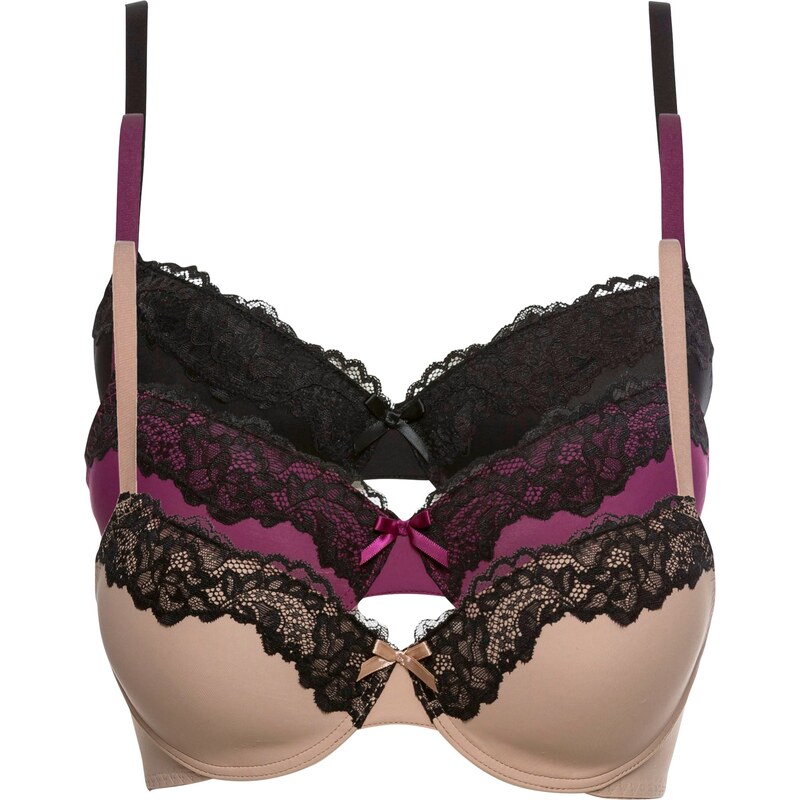 bonprix Vystužená podprsenka s recyklovaným polyamidom (3 ks), farba 44732900