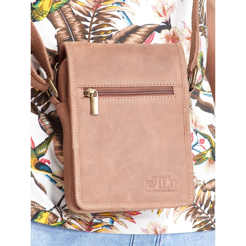 Always WILD Pánska kožená crossbody taška Salvar, svetlo hnedá 64830825
