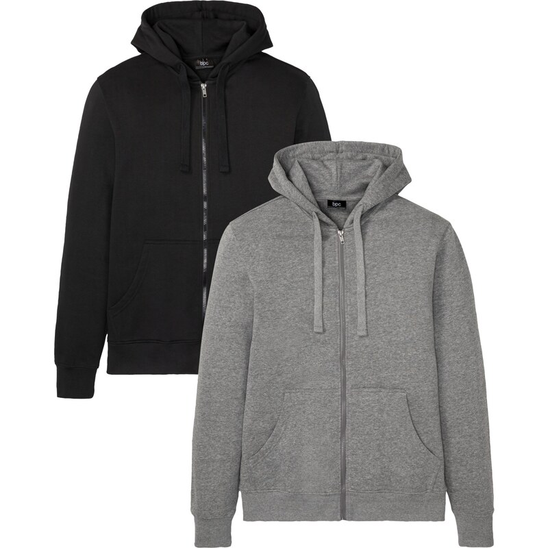 bonprix Mikinová bunda s kapucňou (2 ks), farba šedá 49696686