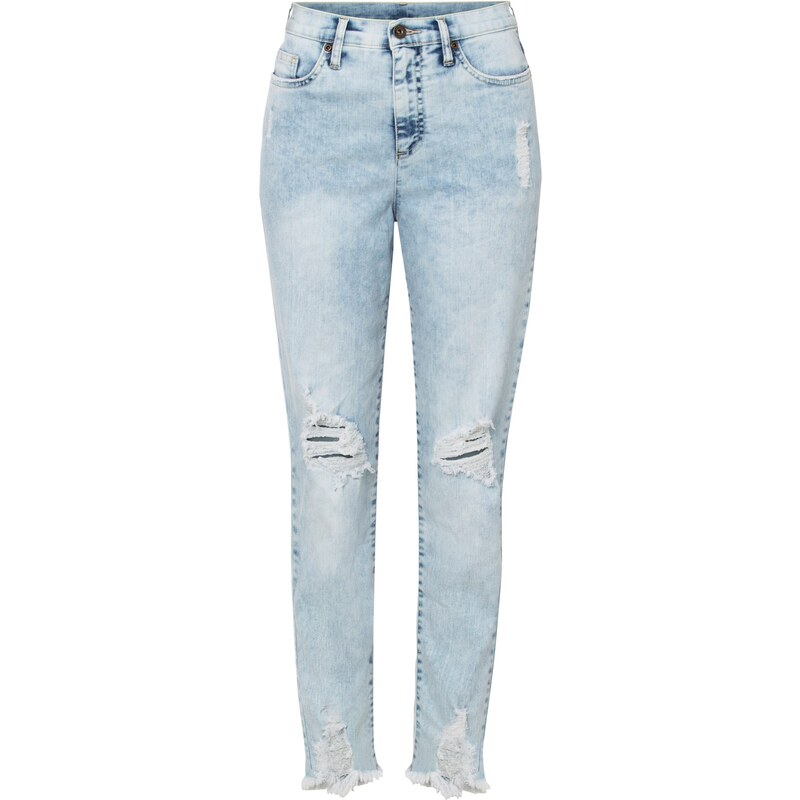 bonprix Materské džínsy so zničeným efektom, High Waist, farba modrá 44961184
