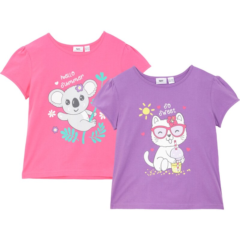 bonprix Tričko z bio bavlny (2 ks v balení), farba fialová 44791669