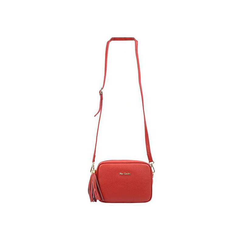 Kožená crossbody kabelka Pierre Cardin červenotehlová L1501 31125522