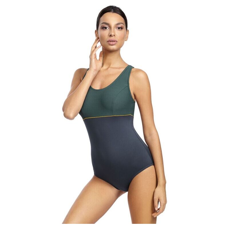 Self Športové jednodielne plavky Athena sivo-zelené 31774587