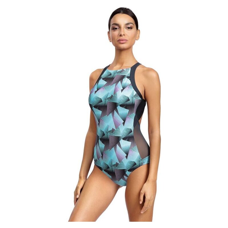 Self Jednodielne plavky na šport Elen tyrkysovo-sivé 31173907