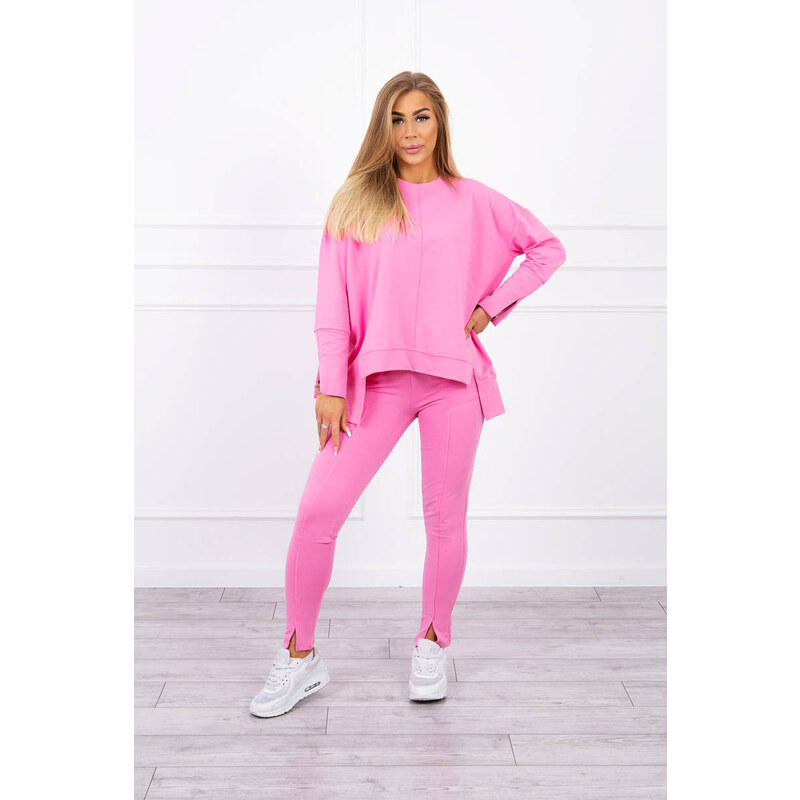 MladaModa Súprava oversize blúzky a legín model 9328 jasná ružová 31177984