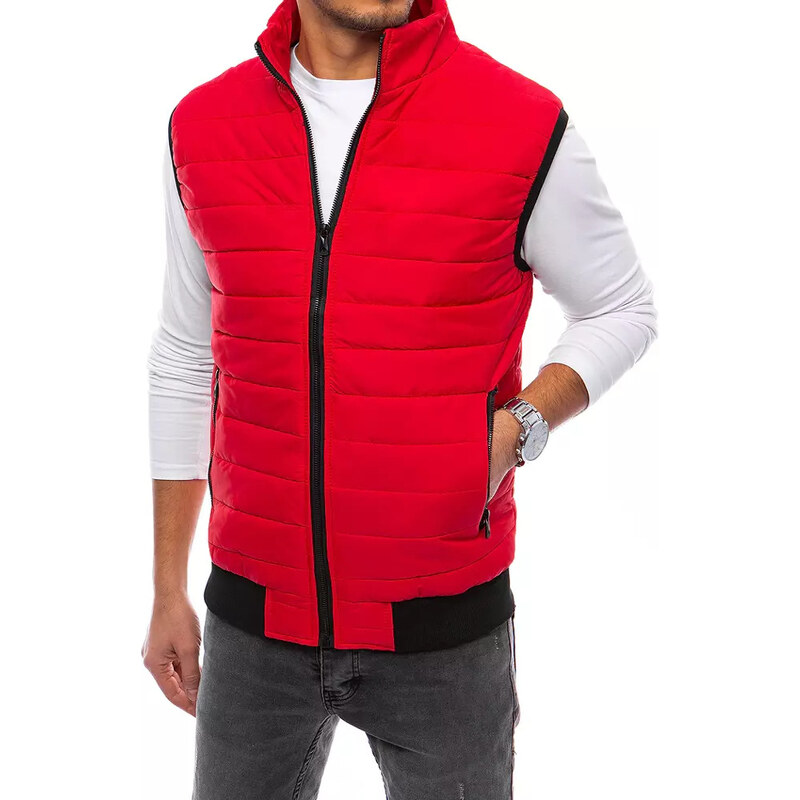 Pánska prešívaná červená vesta Dstreet 65388483