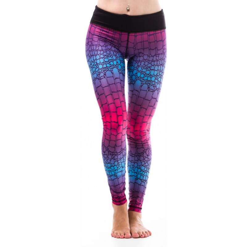 Dámske fitness legíny Six Deuce Alligator - ružová/modrá/fialová - 35658143