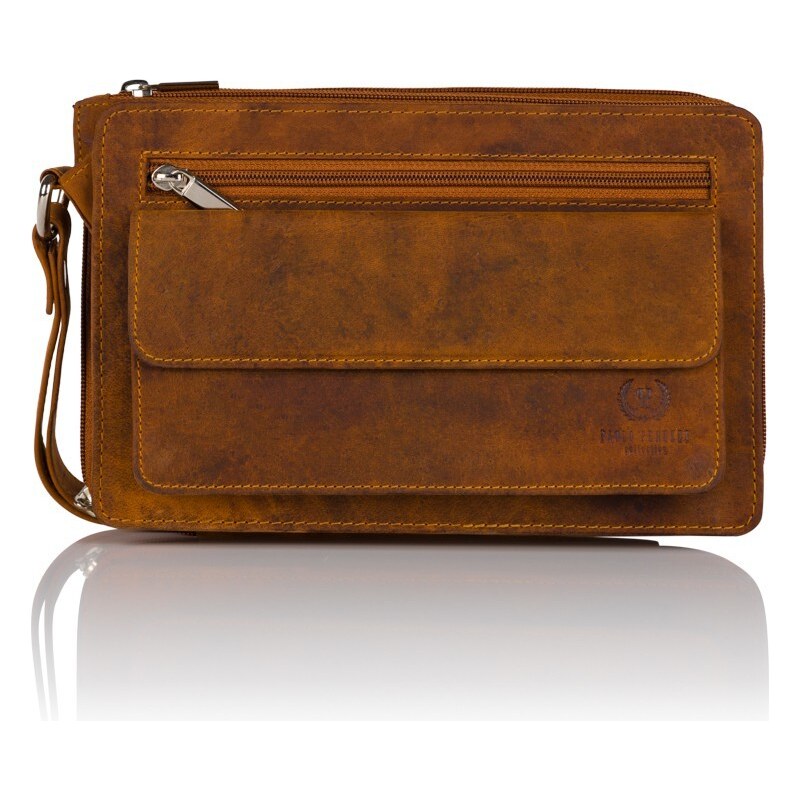 PAOLO PERUZZI Pánske kožené príručné vrecko | hnedá T-26-HBR 31205931