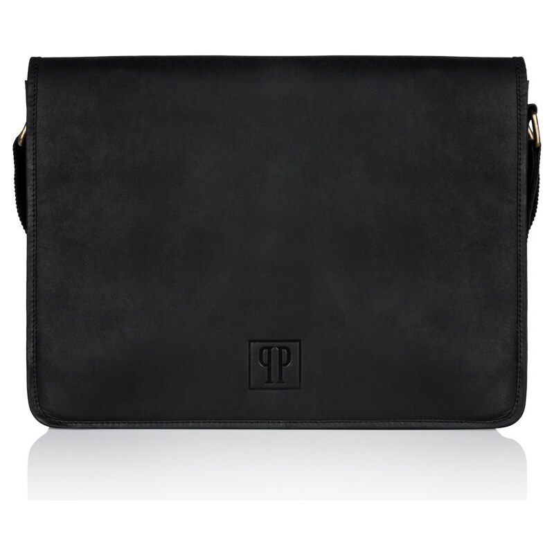PAOLO PERUZZI Pánska kožená taška cez rameno | čierna T-06-BL 31205940