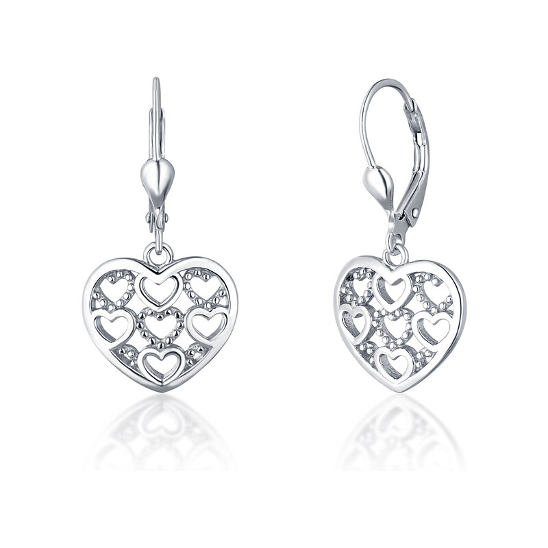 Ligot Strieborné visiace náušnice srdiečka 46720255