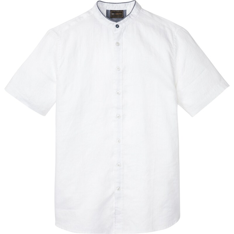 bonprix Košeľa s krátkym rukávom, plátená, farba biela 44790823
