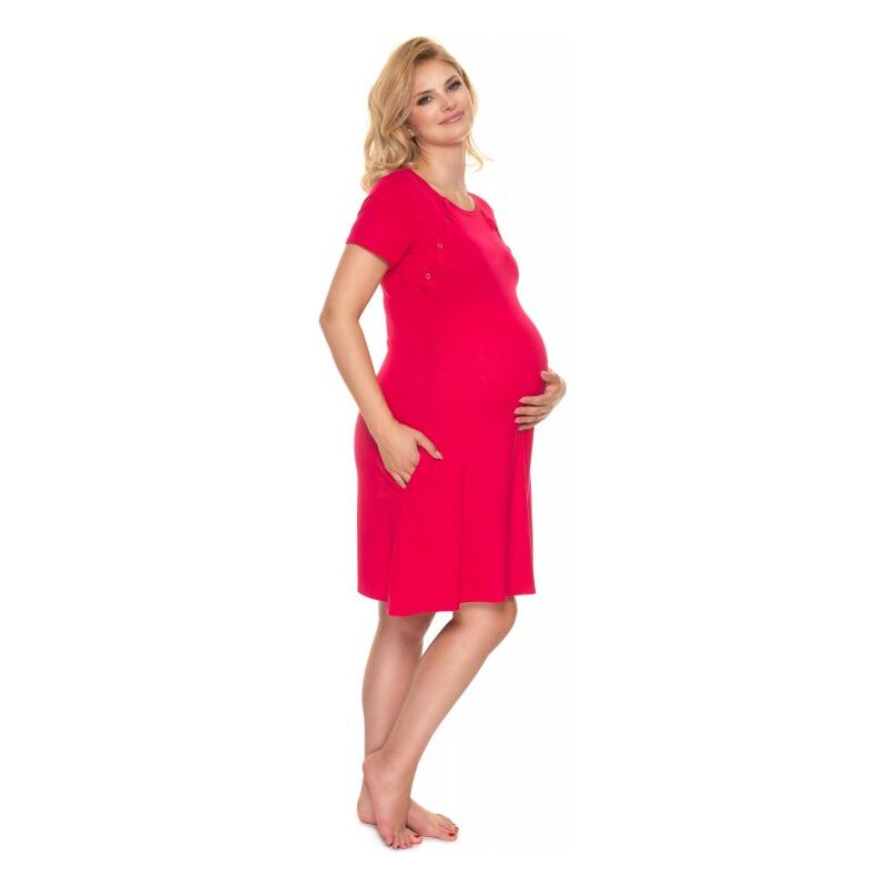 PreMamku Ružová tehotenská a dojčiaca košeľa na zapínanie
